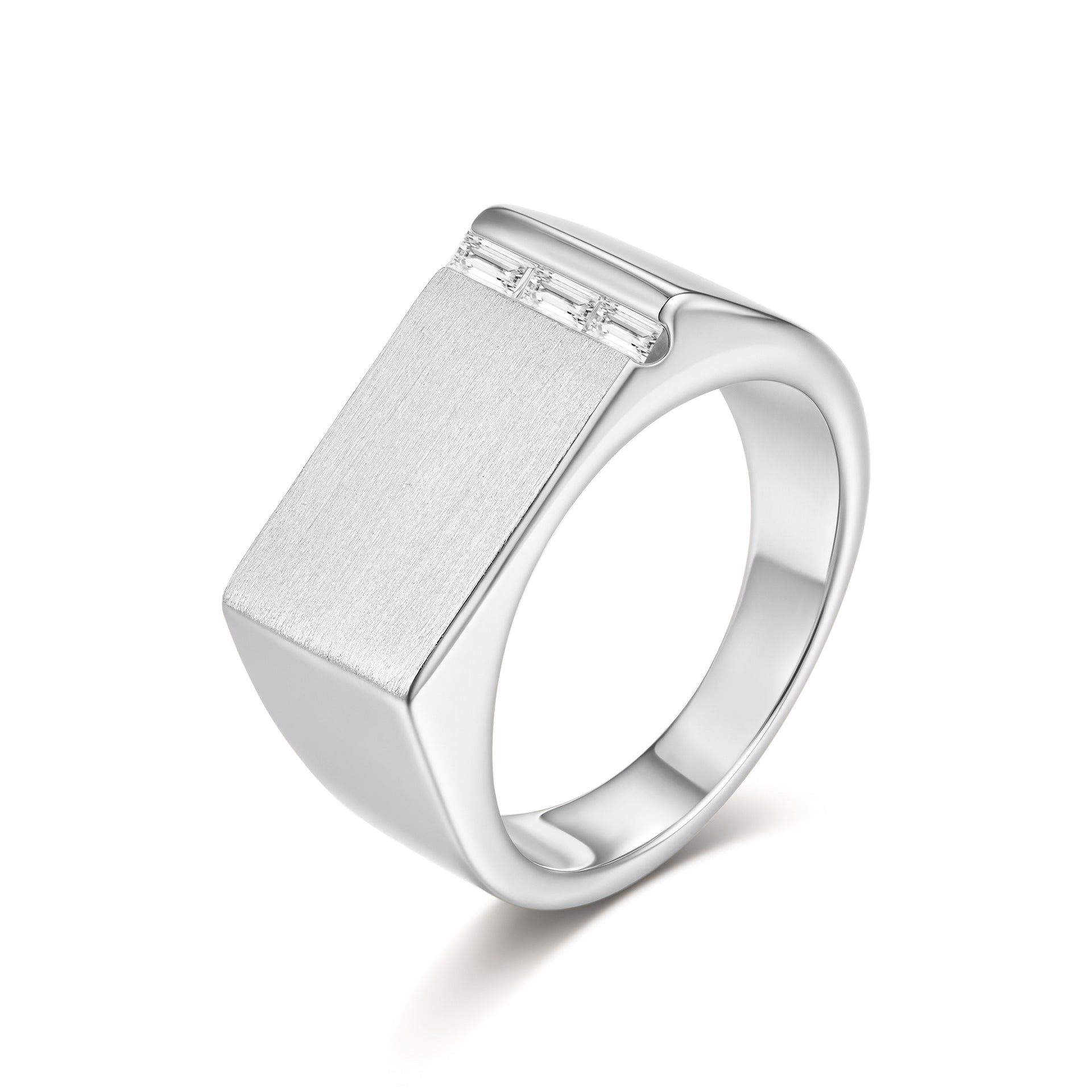 Italian Brushed Radiant Cut Moissanite Ring in 14K Gold Plated 925 Silver | Moisse & Silver Co. | #72 - Moisse & Silver Co.