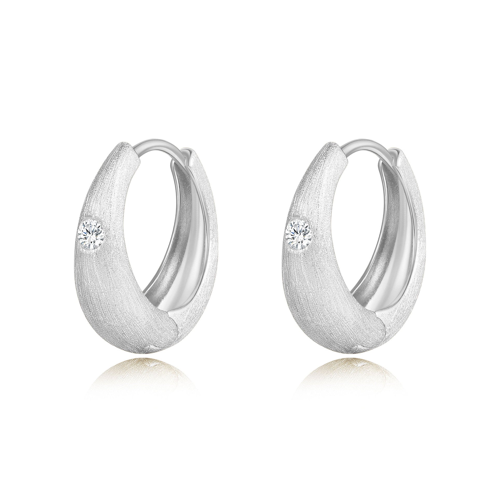 Italian Brushed Luxury Moissanite Earrings in 14K Gold Plated 925 Silver | Moisse & Silver Co. | #8 - Moisse & Silver Co.