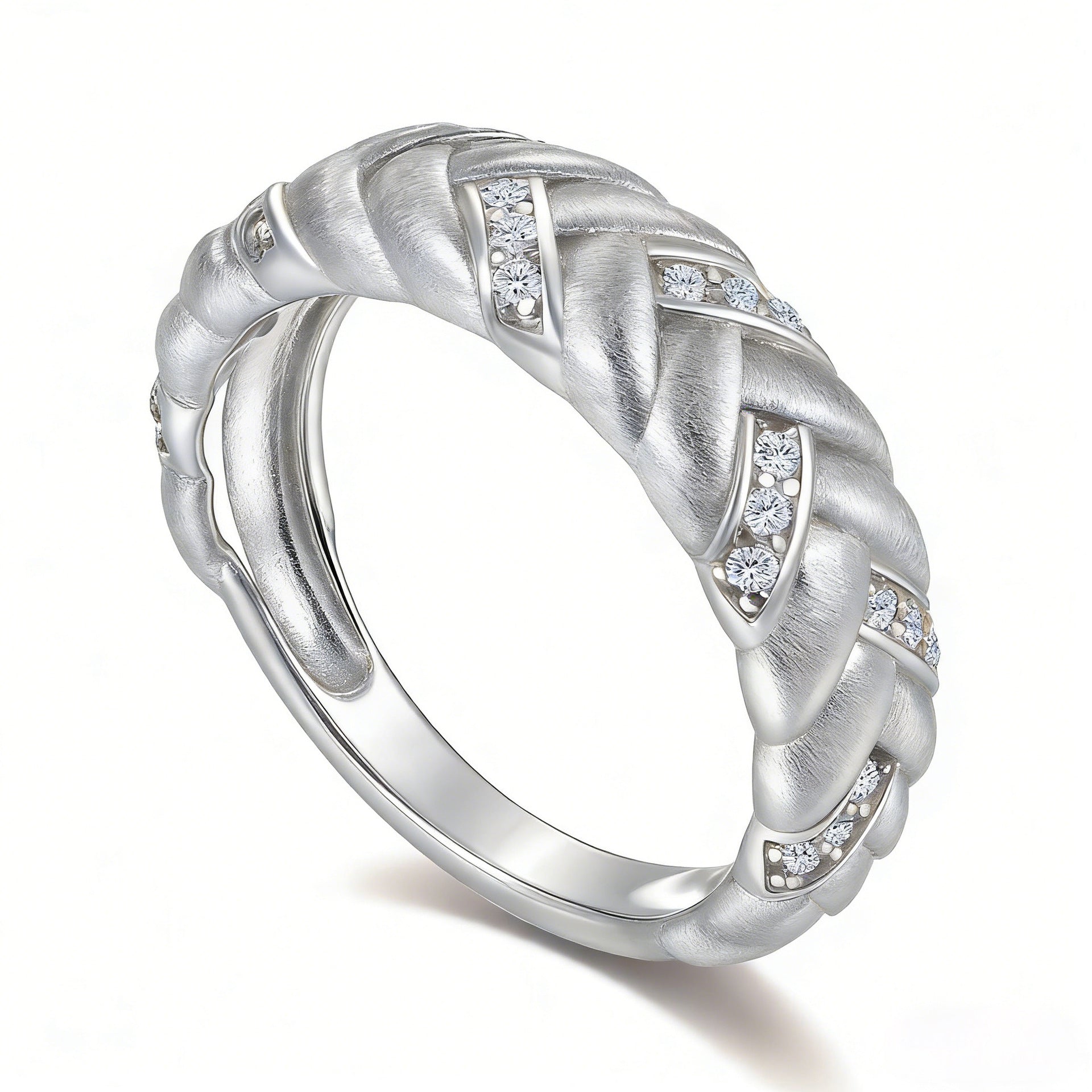 Italian Brushed Luxury Moissanite Ring in 14K Gold Plated 925 Silver | Moisse & Silver Co. | #150 - Moisse & Silver Co.