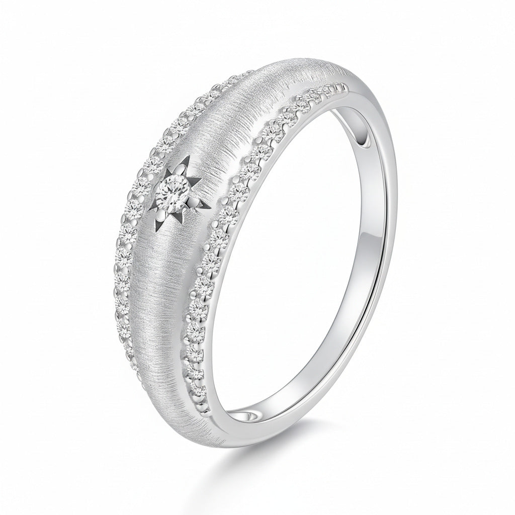 Italian Brushed Vintage Luxury Moissanite Ring in 14K Gold Plated 925 Silver | Moisse & Silver Co. | #24 - Moisse & Silver Co.