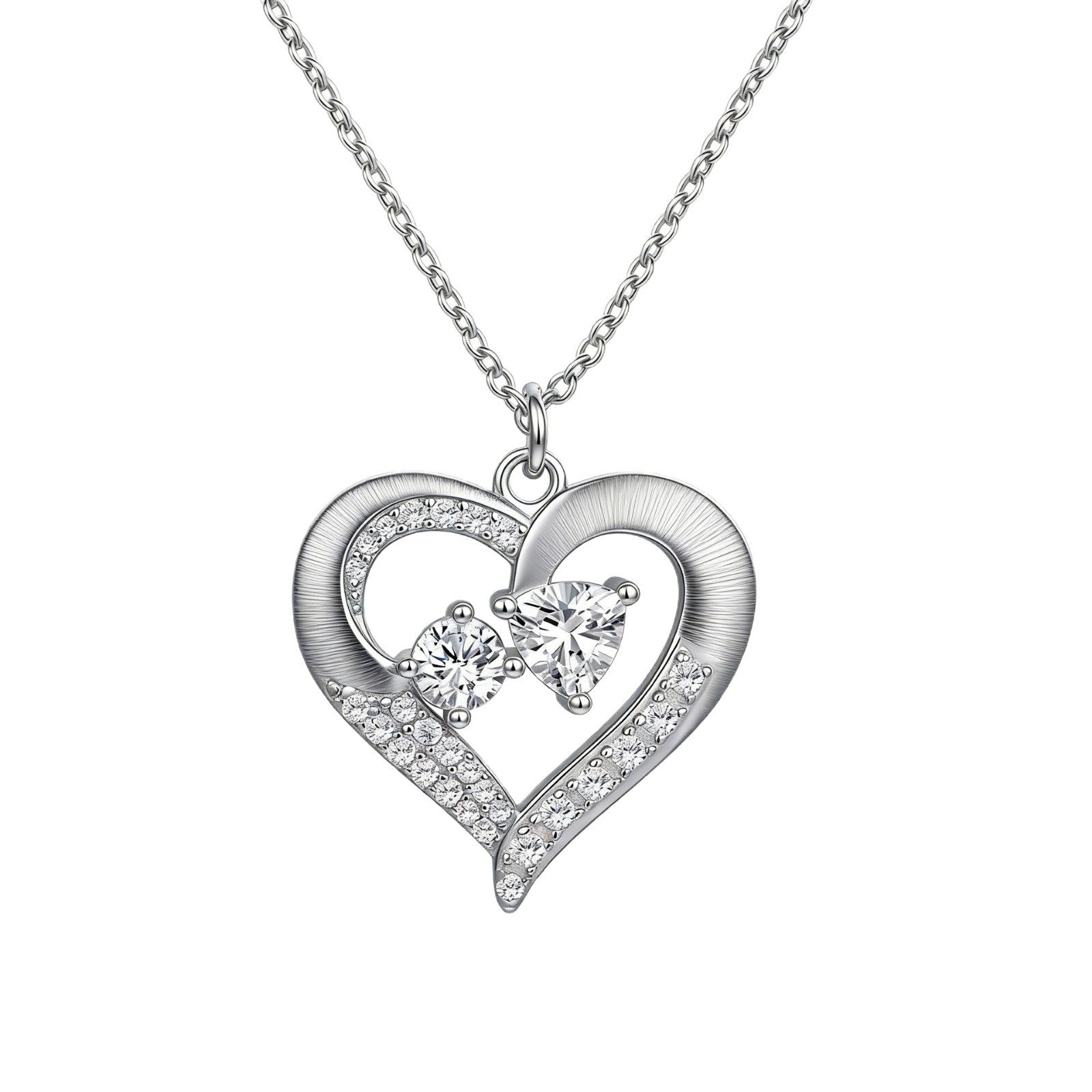 Italian Brushed Vintage Minimalist Luxury Heart Moissanite Necklace in 14K Gold Plated 925 Silver | Moisse & Silver Co. | #142 - Moisse & Silver Co.