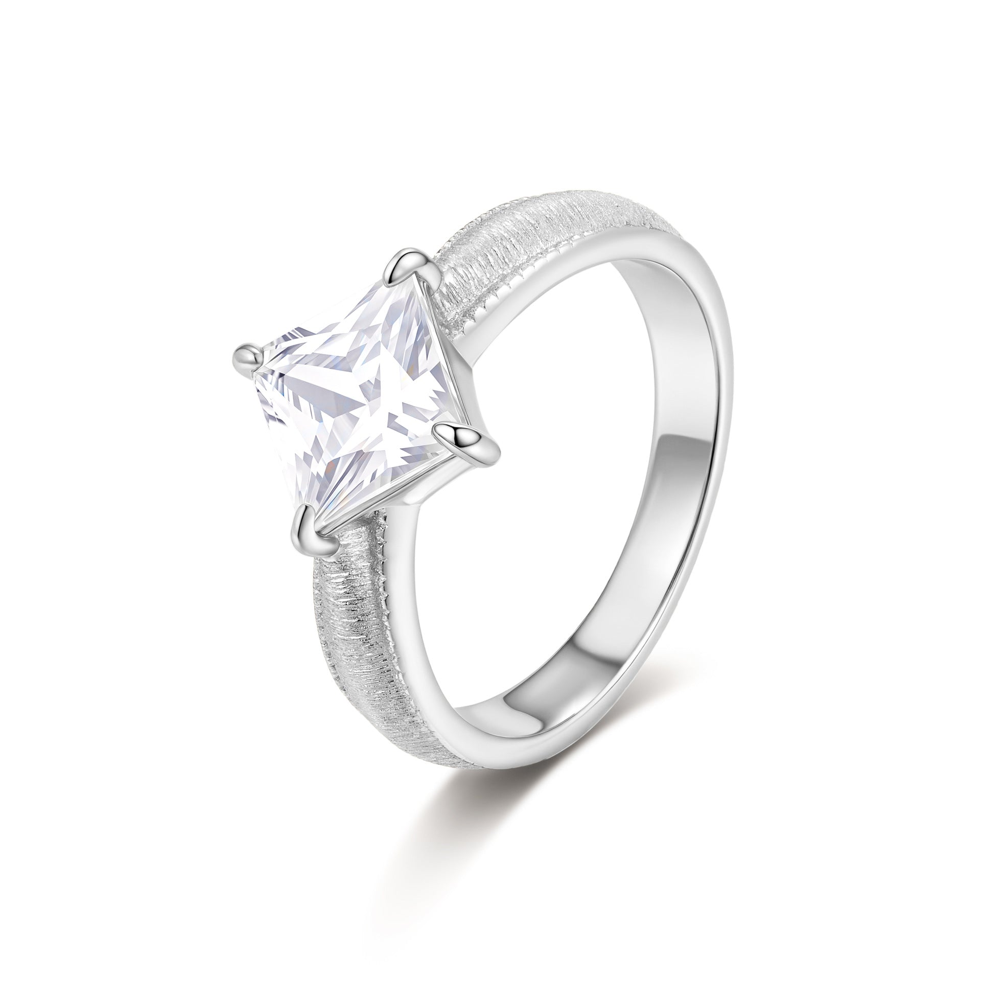 Italian Brushed Luxury Star Moissanite Ring in 14K Gold Plated 925 Silver | Moisse & Silver Co. | #71 - Moisse & Silver Co.