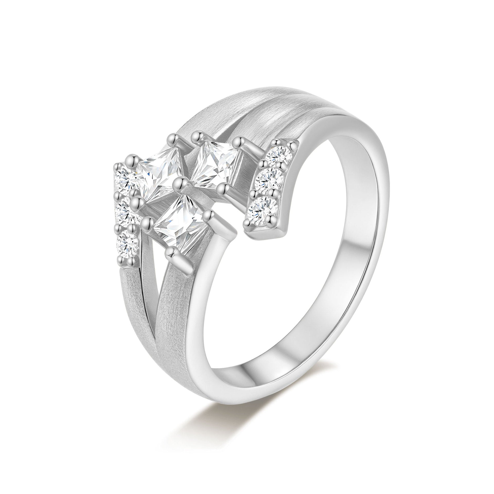 Italian Brushed Luxury Radiant Cut Moissanite Ring in 14K Gold Plated 925 Silver | Moisse & Silver Co. | #63 - Moisse & Silver Co.