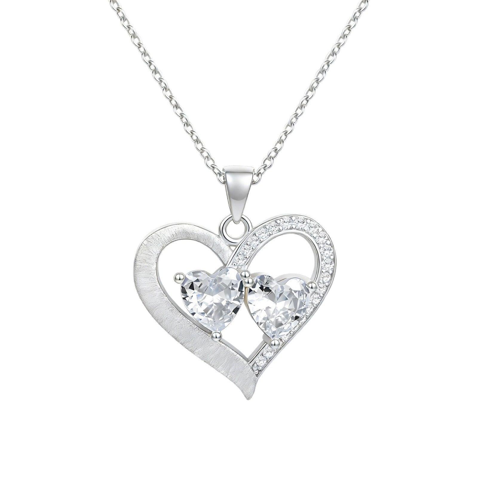 Italian Brushed Luxury Heart Moissanite Necklace in 14K Gold Plated 925 Silver | Moisse & Silver Co. | #143 - Moisse & Silver Co.
