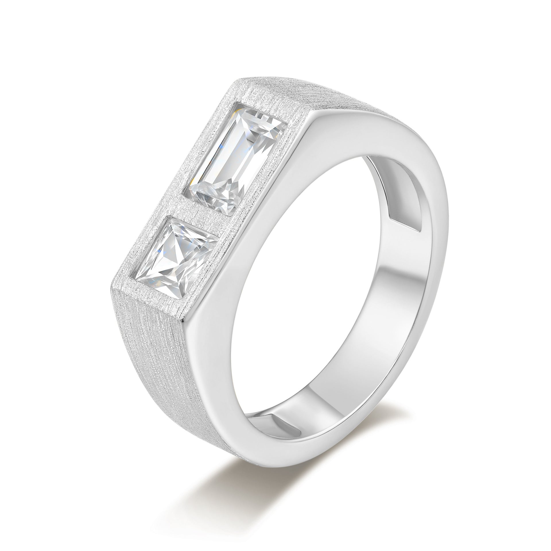 Italian Brushed Moissanite Ring - 14K Gold Plated 925 Sterling Silver | MS-G55 in 14K Gold Plated 925 Silver | Moisse & Silver Co. - Moisse & Silver Co.