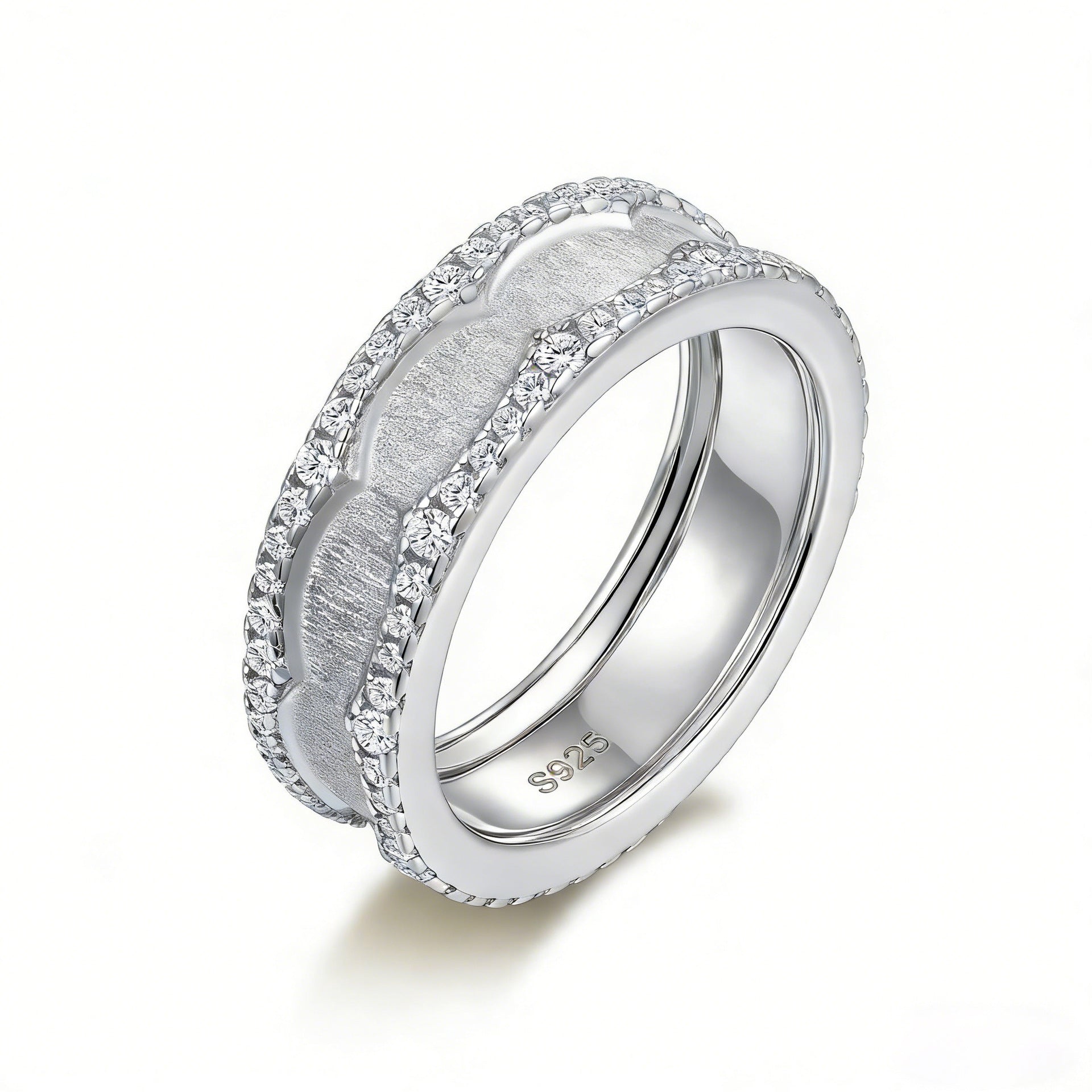 Italian Brushed Vintage Minimalist Moissanite Ring in 14K Gold Plated 925 Silver | Moisse & Silver Co. | #145 - Moisse & Silver Co.