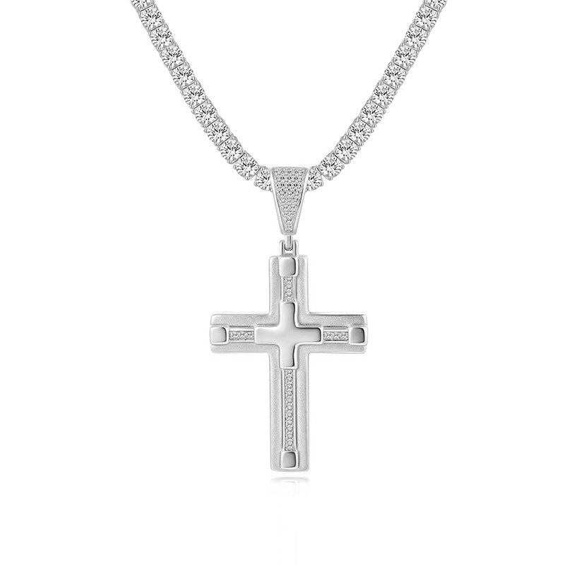 Italian Brushed Moissanite Necklace in 14K Gold Plated 925 Silver | Moisse & Silver Co. | #47 - Moisse & Silver Co.