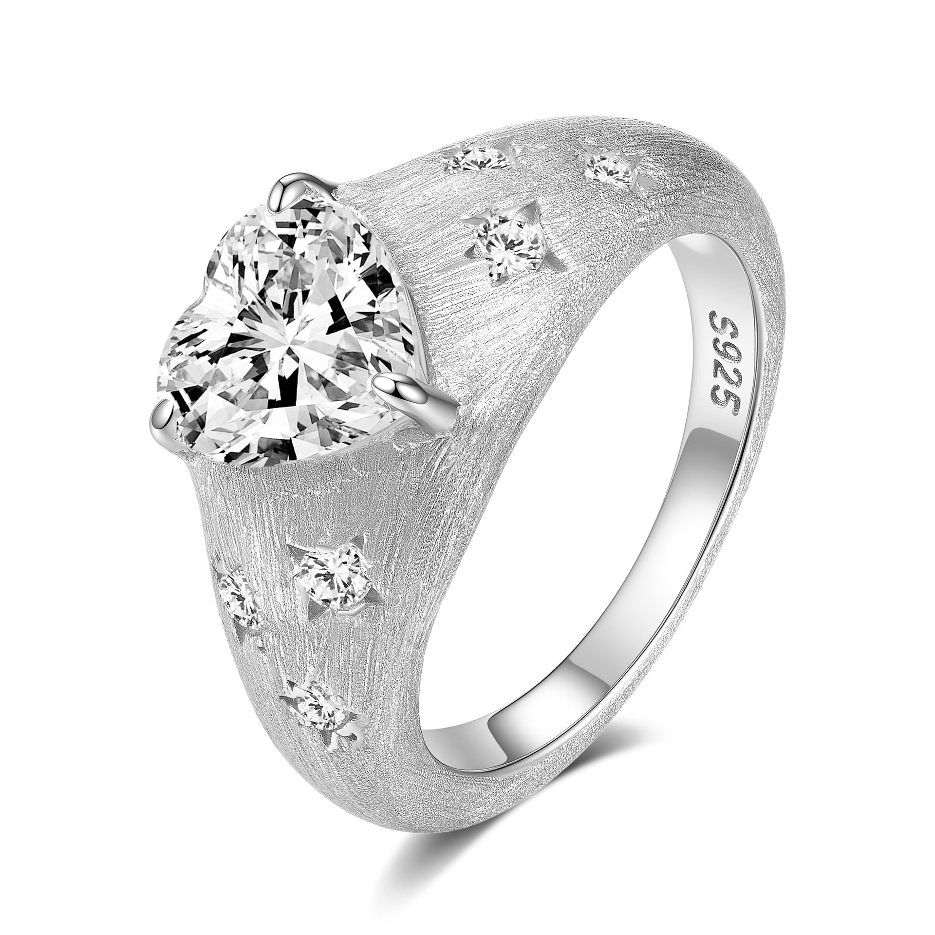 Italian Brushed Vintage Moissanite Ring in 14K Gold Plated 925 Silver | Moisse & Silver Co. | #74 - Moisse & Silver Co.