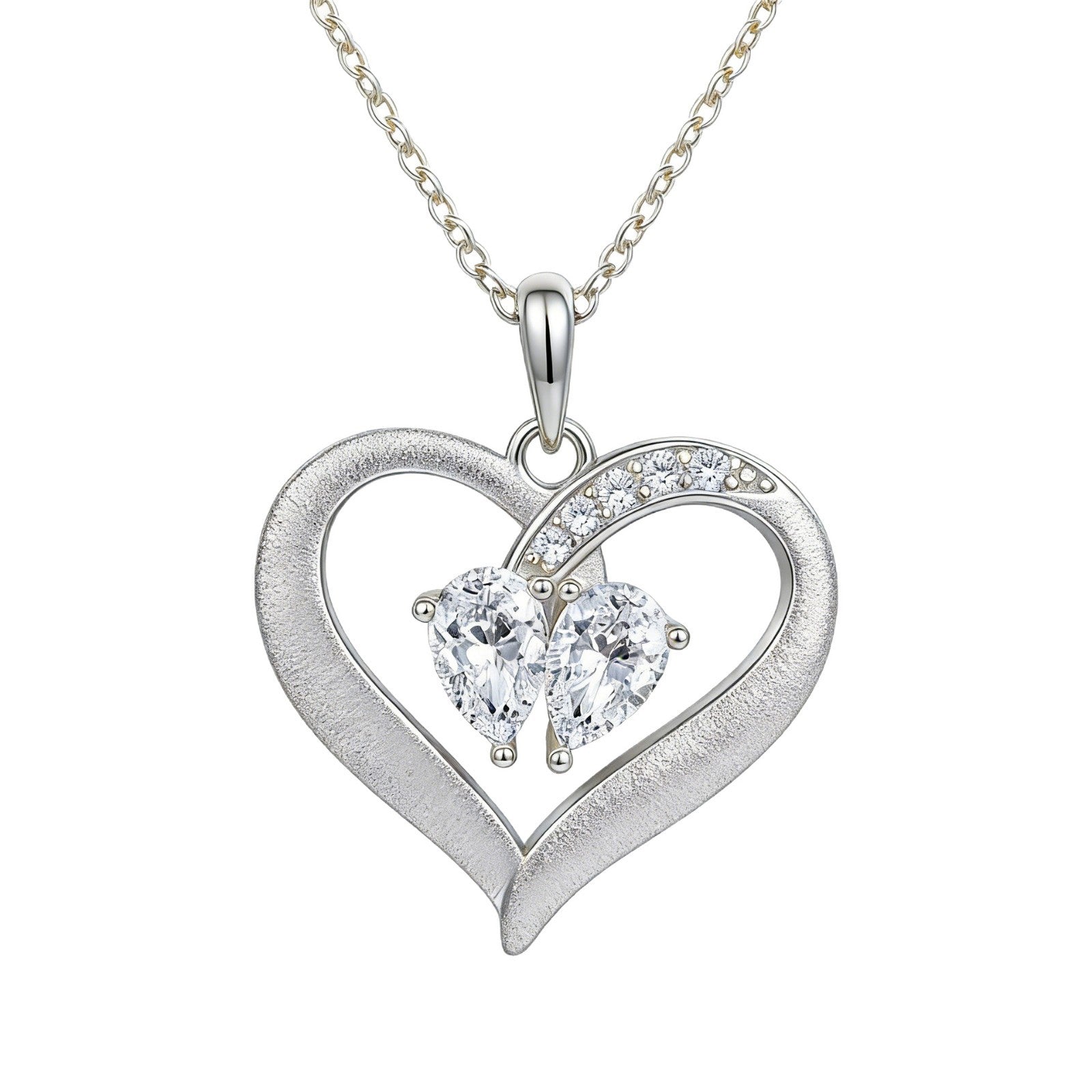 Italian Brushed Minimalist Luxury Heart Moissanite Necklace in 14K Gold Plated 925 Silver | Moisse & Silver Co. | #139 - Moisse & Silver Co.