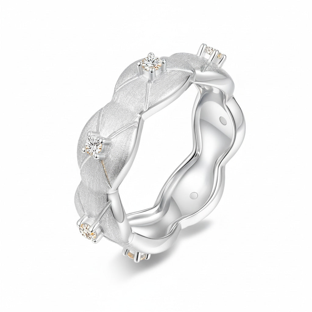 Italian Brushed Luxury Moissanite Ring in 14K Gold Plated 925 Silver | Moisse & Silver Co. | #149 - Moisse & Silver Co.