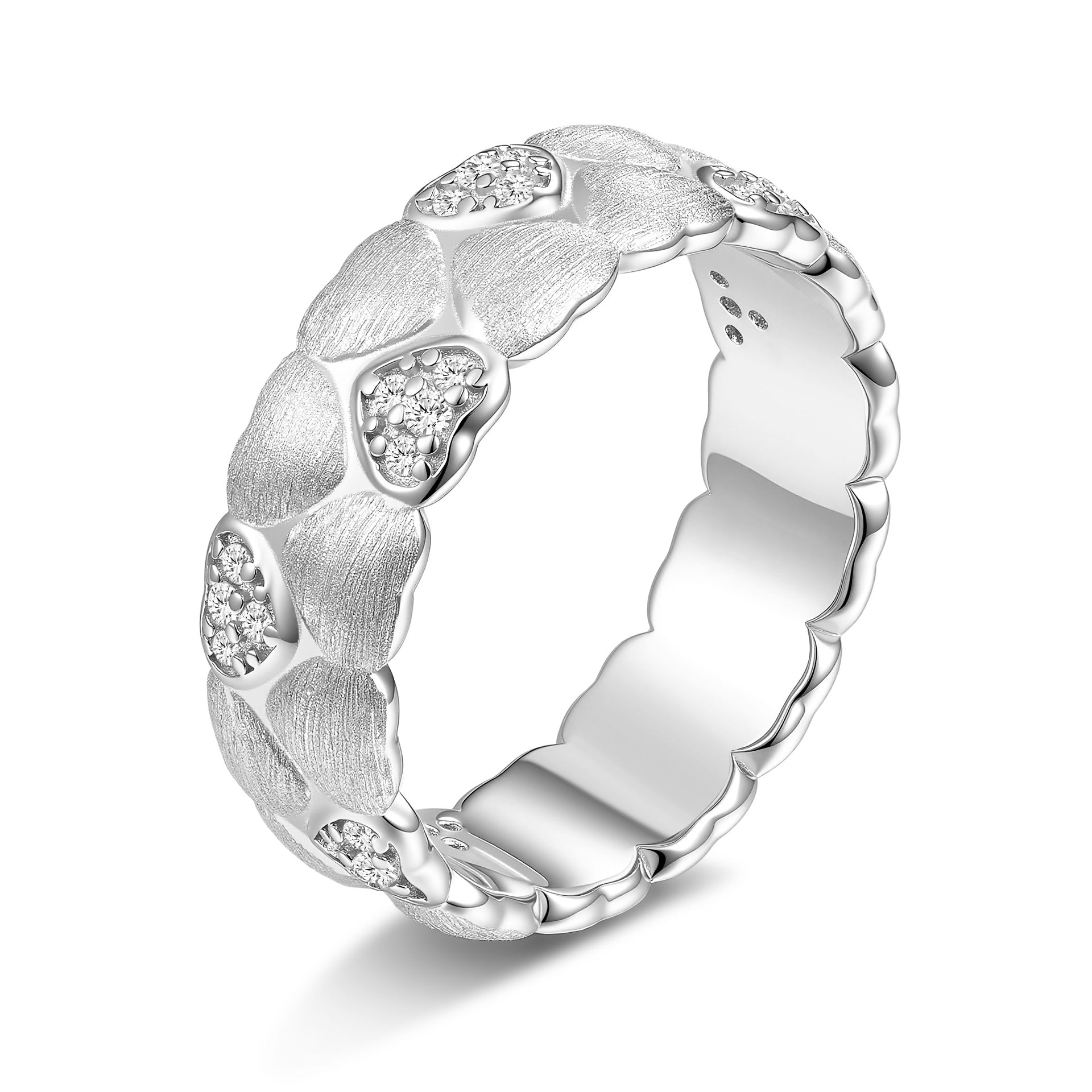 Moissanite Rigato Brushed 925 Sterling Silver 18K Gold Vermeil Ring | Vintage Luxury
