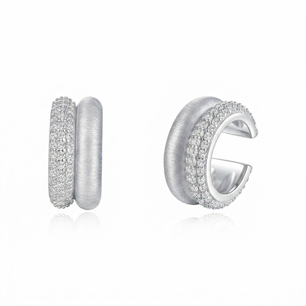 Italian Brushed Minimalist Moissanite Earrings - 14K Gold Plated 925 Sterling Silver | MS-G92 in 14K Gold Plated 925 Silver | Moisse & Silver Co. - Moisse & Silver Co.