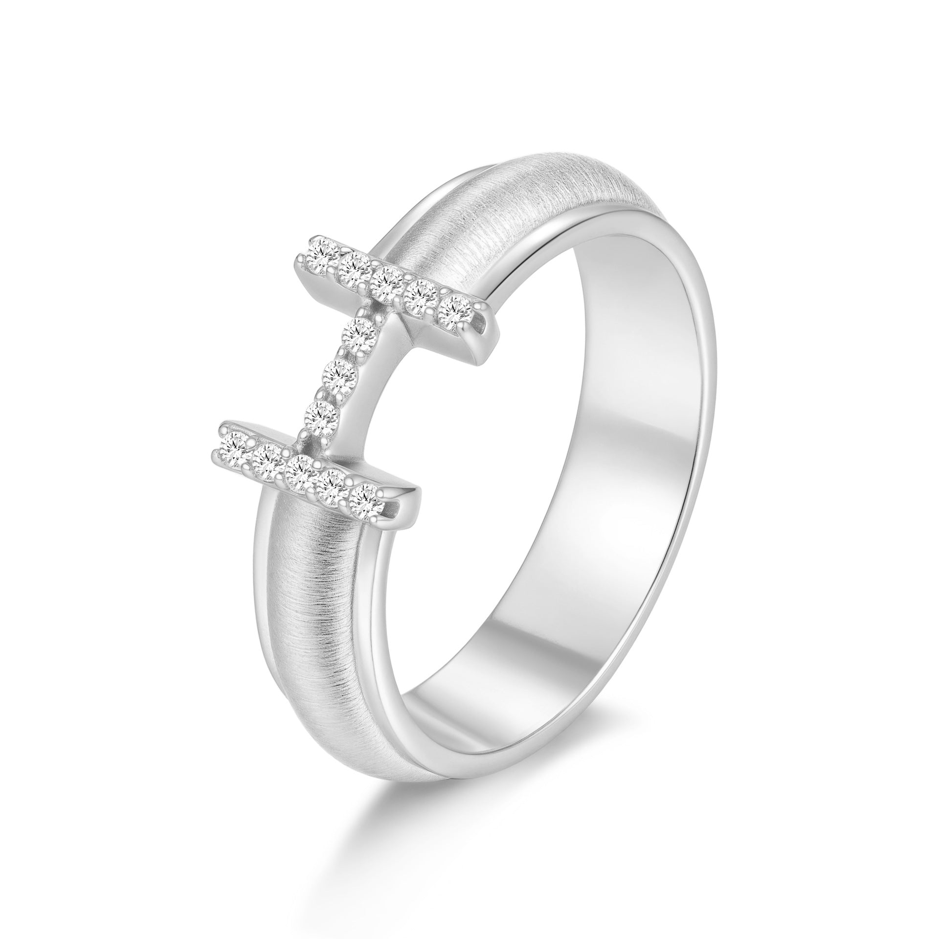Italian Brushed Vintage Minimalist Moissanite Ring in 14K Gold Plated 925 Silver | Moisse & Silver Co. | #84 - Moisse & Silver Co.