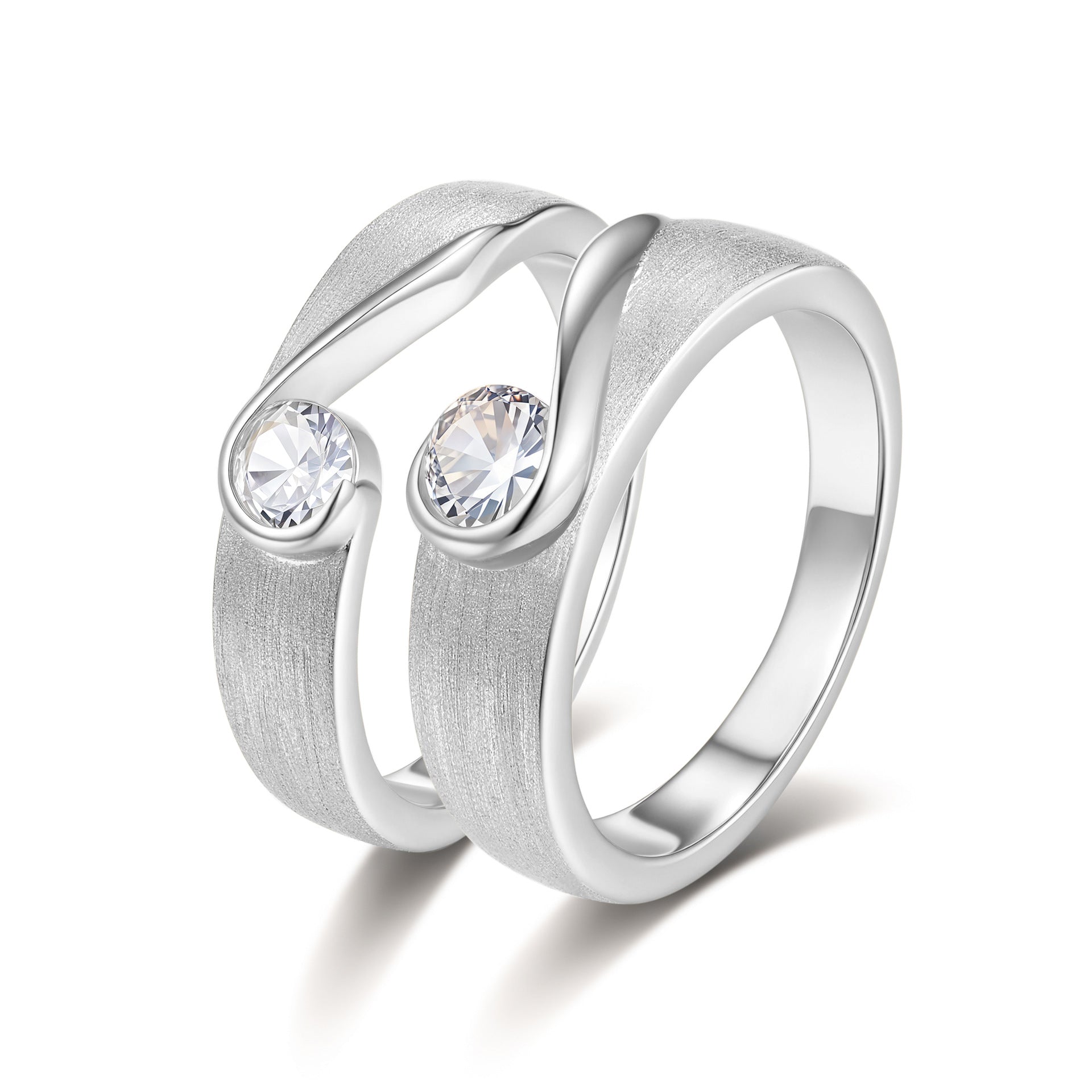 Romantic Heart-to-Heart Moissanite Couple Band in 14K Gold Plated 925 Silver | Moisse & Silver Co. - Moisse & Silver Co.