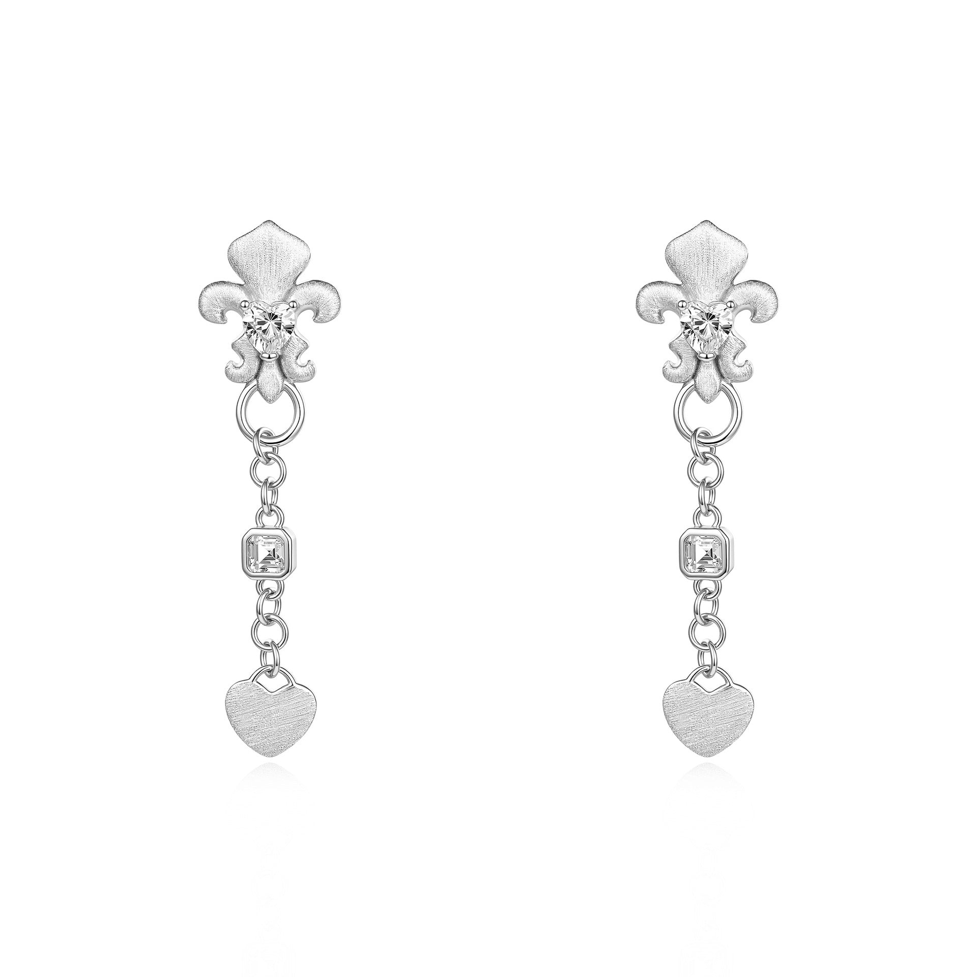 Italian Brushed Vintage Heart Moissanite Earrings - 14K Gold Plated 925 Sterling Silver | MS-G102 in 14K Gold Plated 925 Silver | Moisse & Silver Co. - Moisse & Silver Co.
