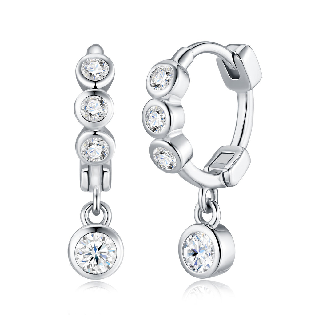 Elegant 925 Sterling Silver Forest Style Moissanite Long Hoop Earrings - Moisse & Silver Co.