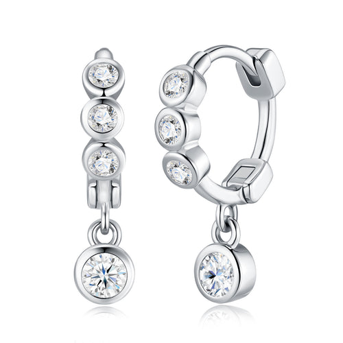 Elegant 925 Sterling Silver Forest Style Moissanite Long Hoop Earrings - Moisse & Silver Co.