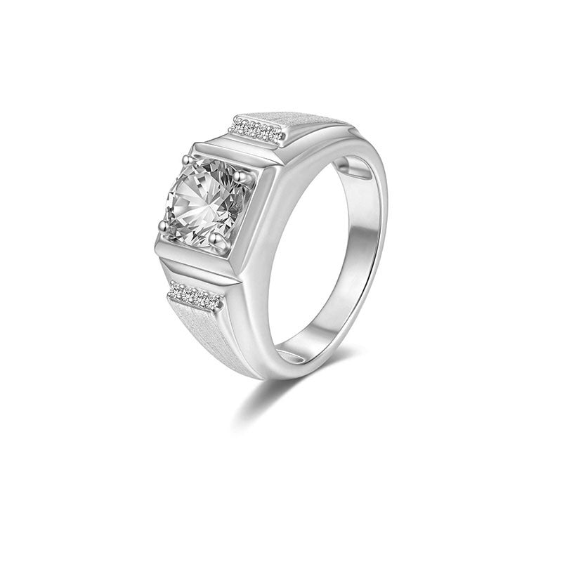 Italian Brushed Moissanite Ring in 14K Gold Plated 925 Silver | Moisse & Silver Co. | #51 - Moisse & Silver Co.