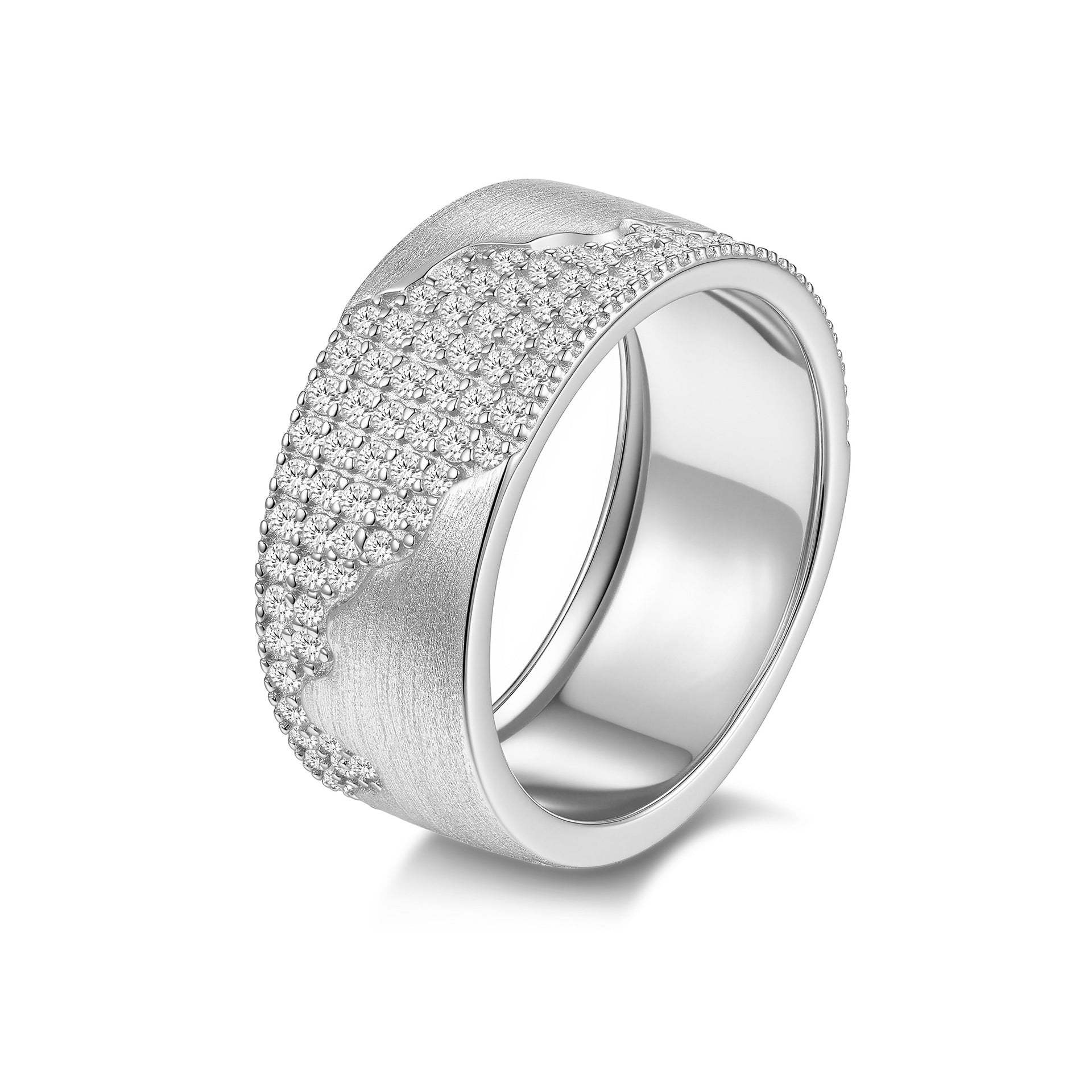 Italian Brushed Star Moissanite Ring in 14K Gold Plated 925 Silver | Moisse & Silver Co. | #129 - Moisse & Silver Co.
