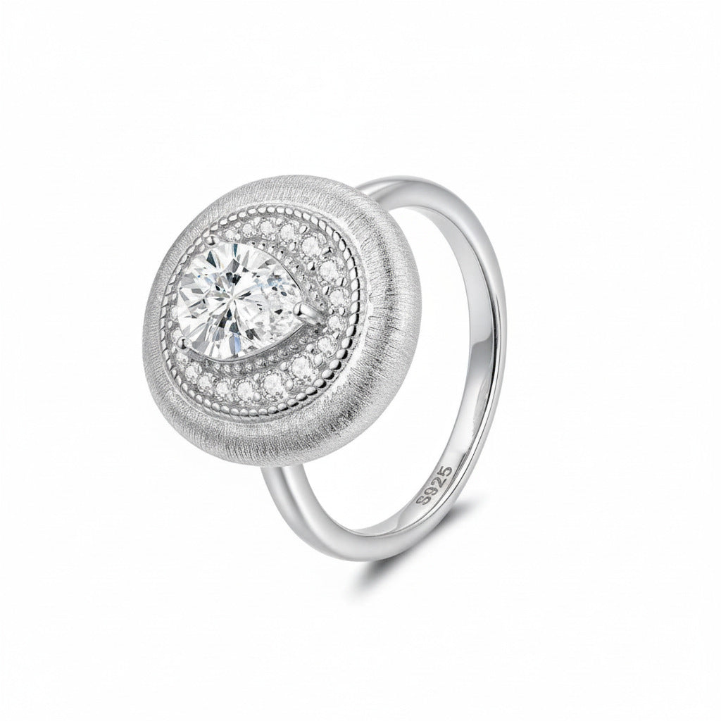 Italian Brushed Vintage Moissanite Ring in 14K Gold Plated 925 Silver | Moisse & Silver Co. | #36 - Moisse & Silver Co.