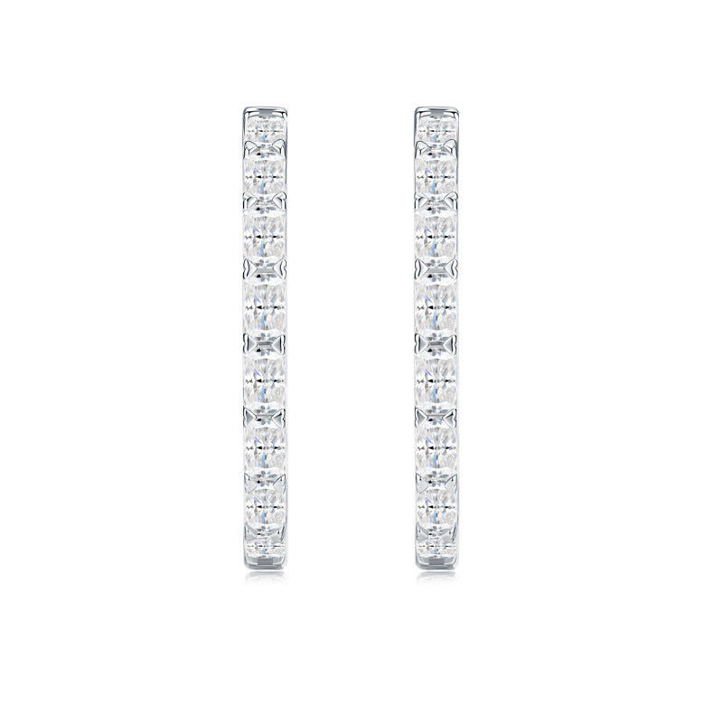 Luminous Bold 28pcs Moissanite Hoop Earrings - Premium 925 Sterling Silver Statement Jewelry - Moisse & Silver Co.