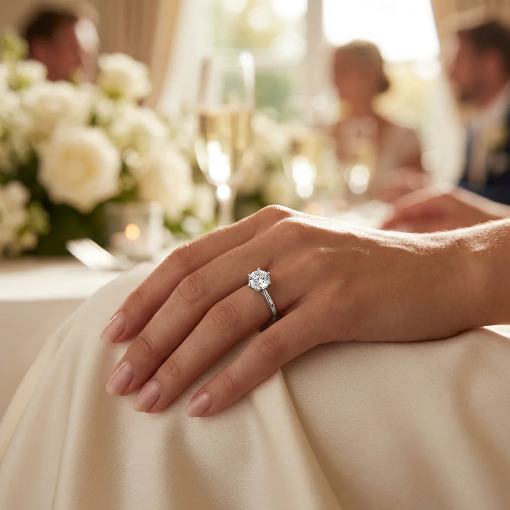 Elegant 0.7ct Moissanite Engagement Ring - D Color VVS1 Sterling Silver - Moisse & Silver Co.