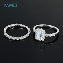 Emerald Cut Moissanite Bridal Ring Set VVS1 S925 - Moisse & Silver Co.