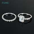 Emerald Cut Moissanite Bridal Ring Set VVS1 S925 - Moisse & Silver Co.