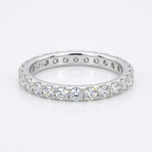 Full Moissanite Eternity Band - 3mm D Color VVS1 Sterling Silver - Moisse & Silver Co.