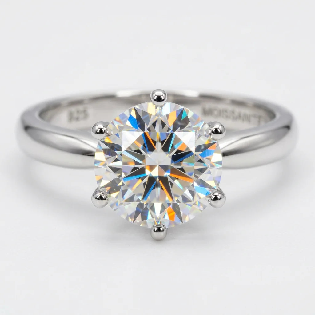 Elegant 0.7ct Moissanite Engagement Ring - D Color VVS1 Sterling Silver - Moisse & Silver Co.
