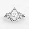 Vintage Halo Round Cut Moissanite Bridal Set S925 - Moisse & Silver Co.