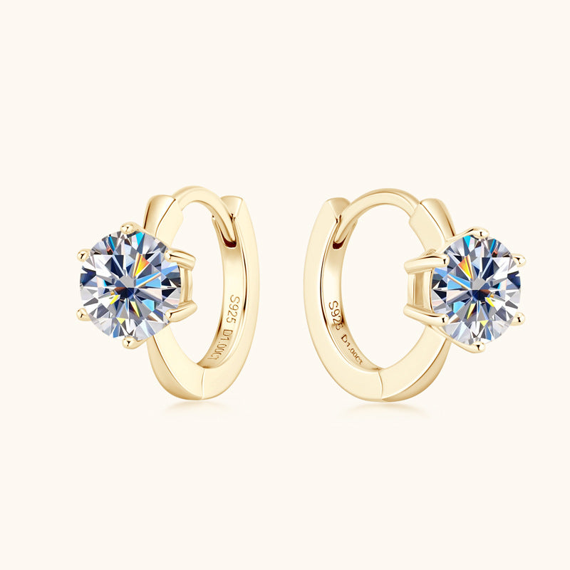VVS1 Moissanite Hoop Earrings - 1CT Each D Color - Moisse & Silver Co.