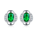 Oval Cut Emerald & Moissanite Studs - Luxury S925 - Moisse & Silver Co.