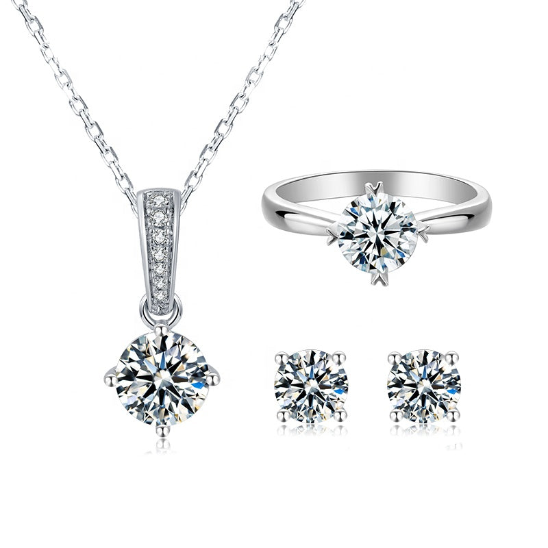 Moissanite Royal Jewelry Set Style 2 - 3-Piece Luxury S925 - Moisse & Silver Co.