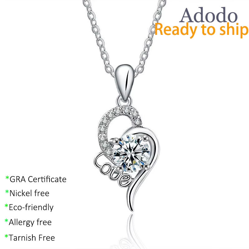 Heart Love Initial Letter Pendant Necklace - Dainty S925 - Moisse & Silver Co.