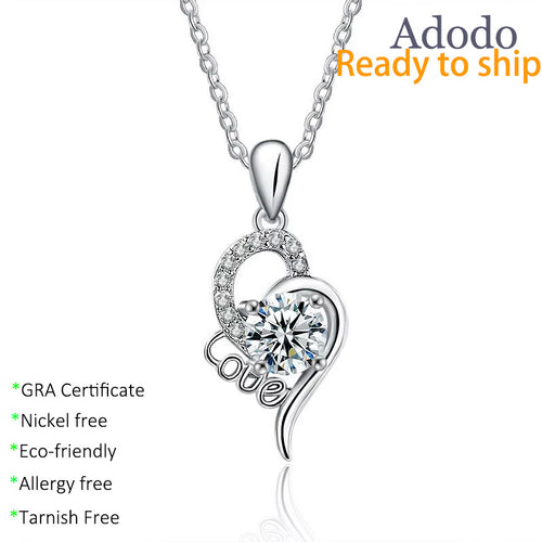 Heart Love Initial Letter Pendant Necklace - Dainty S925 - Moisse & Silver Co.