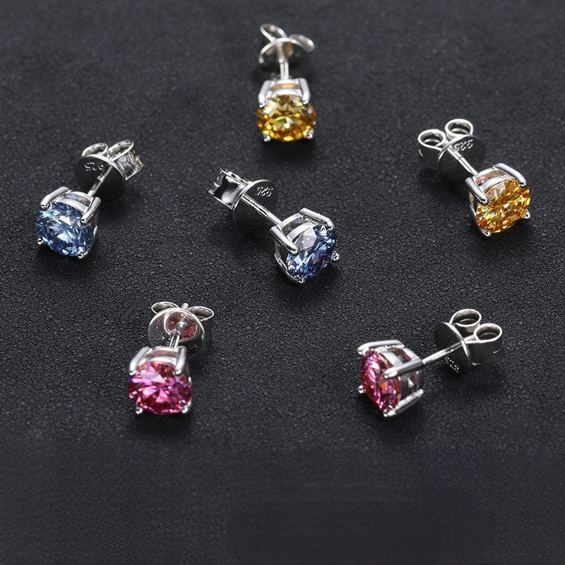 Ocean Blue Moissanite Ear Studs - 1 Carat Each S925 - Moisse & Silver Co.