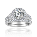Round Moissanite Halo Bridal Set - 18K Plated S925 - Moisse & Silver Co.