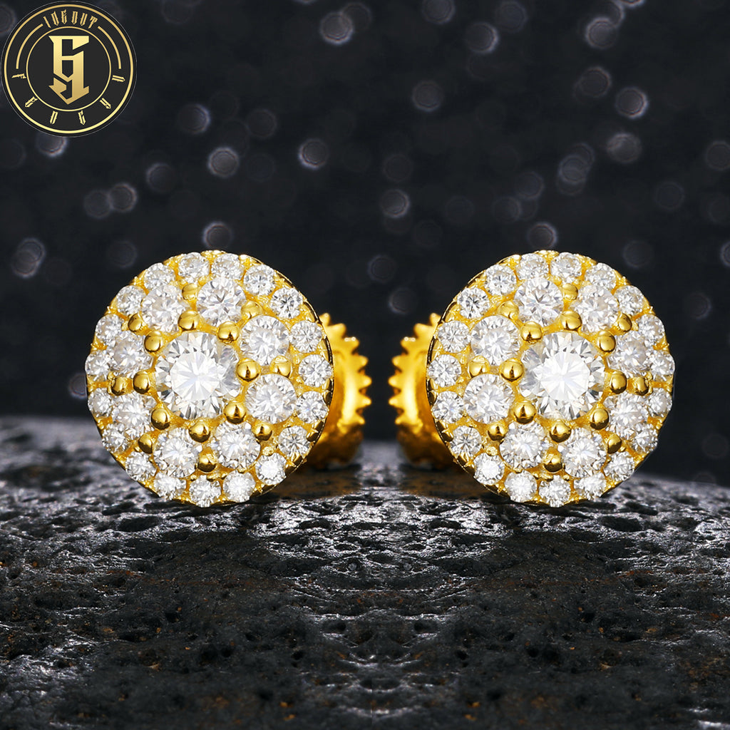 Men's Moissanite Stud Earrings - Square Halo Iced Out S925 - Moisse & Silver Co.