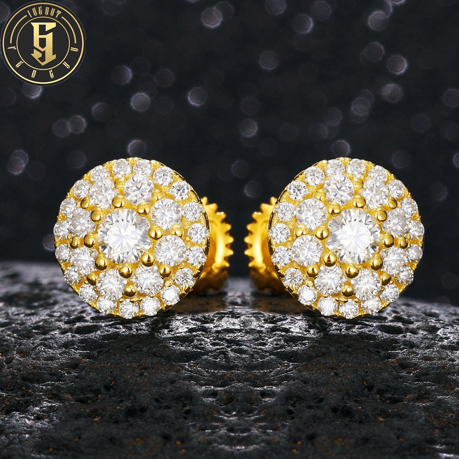Men's Moissanite Stud Earrings - Square Halo Iced Out S925 - Moisse & Silver Co.