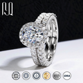 2 Carat Oval Halo Moissanite Ring Set Luxury S925 - Moisse & Silver Co.