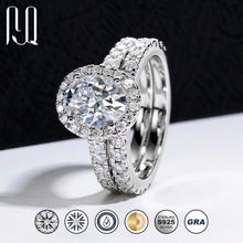 2 Carat Oval Halo Moissanite Ring Set Luxury S925 - Moisse & Silver Co.