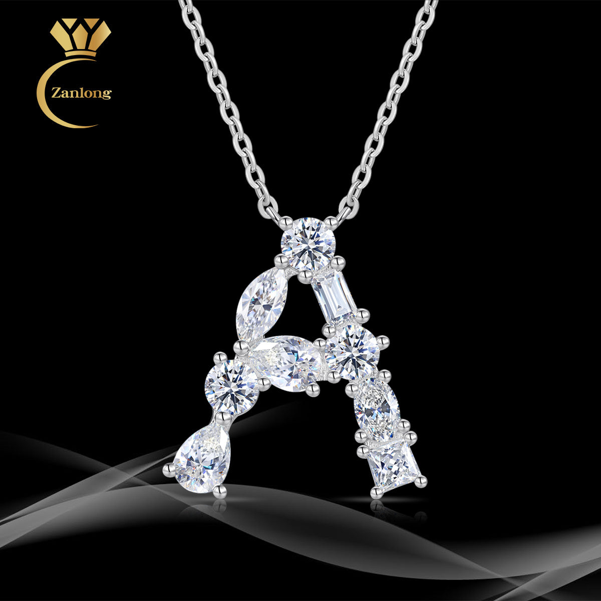 Pear Cut Moissanite Initial Letter Pendant S925 - Moisse & Silver Co.