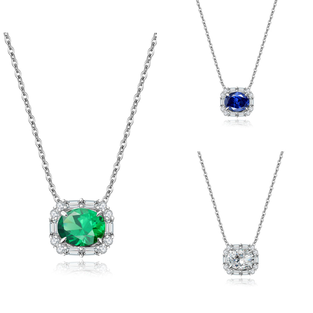 Oval Cut Color Moissanite Necklace - 2 Carat S925 - Moisse & Silver Co.