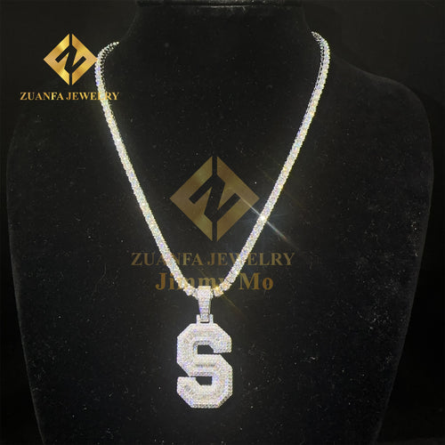 Baguette Cut Moissanite Letter Pendant - Hip Hop S925 - Moisse & Silver Co.