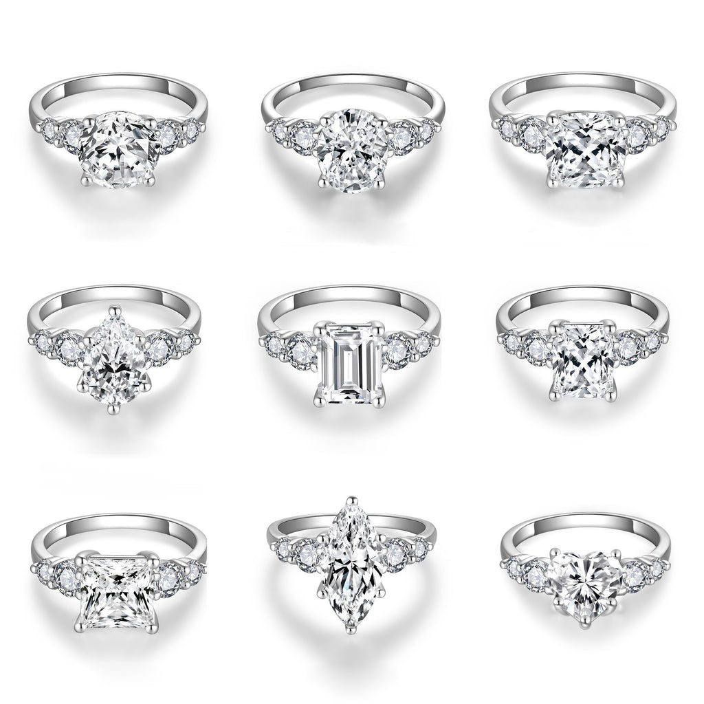 Radiant Cut Moissanite Ring - 18K White Gold Plated S925 - Moisse & Silver Co.
