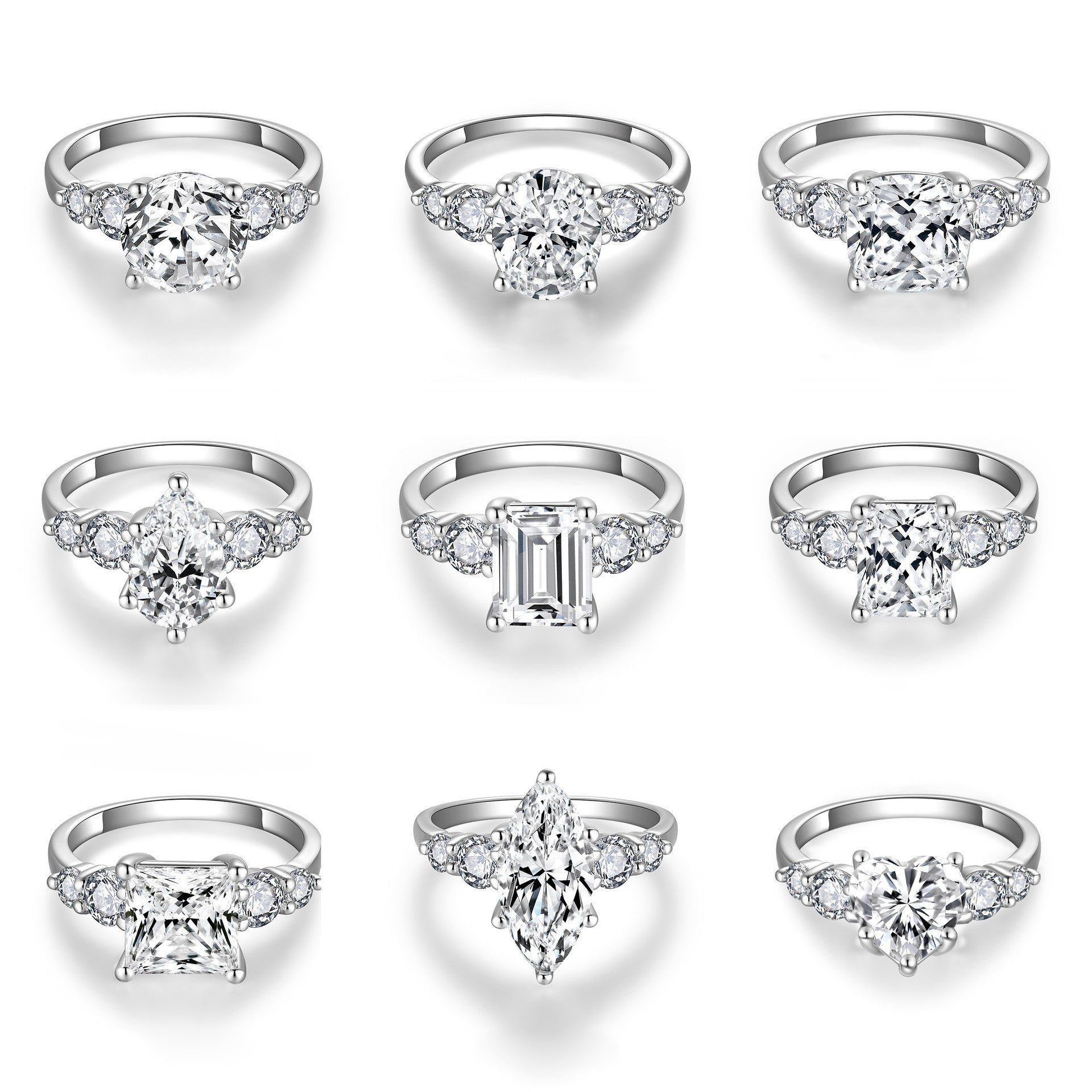 Radiant Cut Moissanite Ring - 18K White Gold Plated S925 - Moisse & Silver Co.