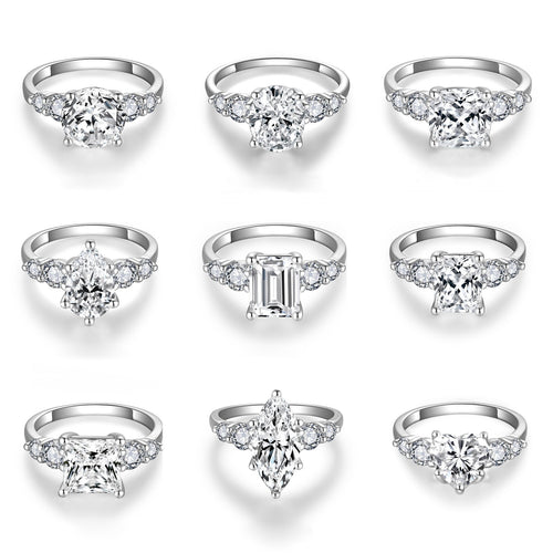 3 Carat Radiant Cut Moissanite Ring Set - Luxury Bridal - Moisse & Silver Co.