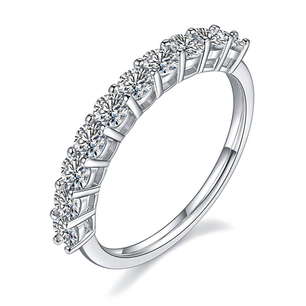 Full Moissanite Eternity Band - 3mm D Color VVS1 Sterling Silver - Moisse & Silver Co.
