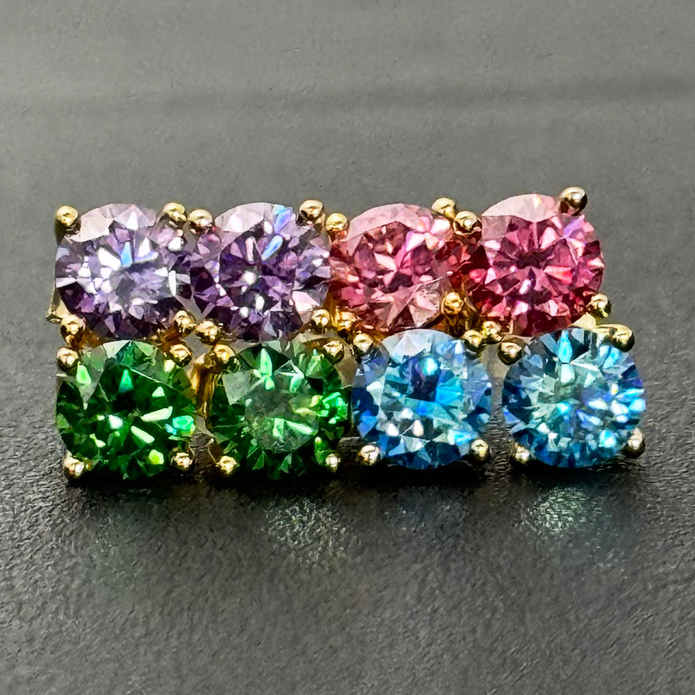 Vivid Green Moissanite Stud Earrings - D Color VVS1 - Moisse & Silver Co.